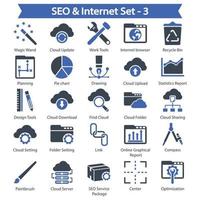 conjunto de ícones de seo e internet 3 vetor