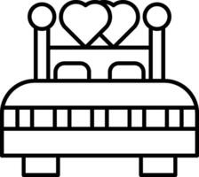 ícone de linha de cama de casal vetor