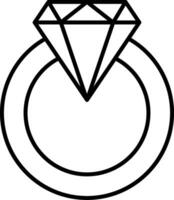 ícone de linha de anel de diamante vetor