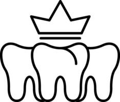 ícone de linha de coroa dentária vetor