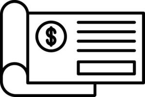 ícone de linha de cheque bancário vetor