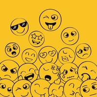 emojis em fundo amarelo vetor