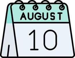 10º do agosto linha preenchidas ícone vetor