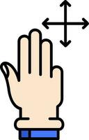 três dedos mover linha preenchidas ícone vetor