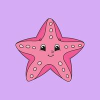 estrela do mar rosa. personagem fofinho. ilustração vetorial colorida. estilo de desenho animado. isolado no fundo branco. elemento de design. modelo para seu projeto, livros, adesivos, cartões, cartazes, roupas. vetor