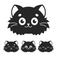 gato fofo. silhueta negra. elemento de design. ilustração vetorial isolada no fundo branco. modelo para livros, adesivos, cartazes, cartões, roupas. vetor