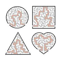 um conjunto de labirintos. jogo para crianças. quebra-cabeça para crianças. enigma do labirinto. encontre o caminho certo. ilustração vetorial. vetor