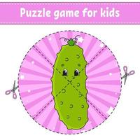 jogo de puzzle para crianças. planilha de desenvolvimento de educação. jogo de aprendizagem para crianças. página de atividades. para criança. enigma para a pré-escola. ilustração em vetor plana simples simples no estilo bonito dos desenhos animados.