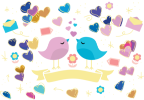 amor pássaro e coração vetor