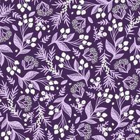 fundo roxo sem costura vector com bagas brancas