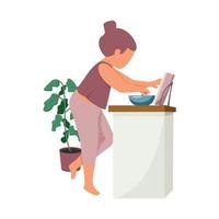 cozinhar mulher livro composição vetor