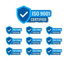 iso certificado conjunto carimbo e rótulos. qualidade gestão sistema certificado vetor