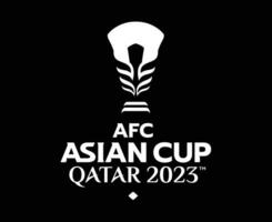 afc ásia copo Catar 2023 símbolo branco Projeto Ásia futebol com Preto fundo vetor