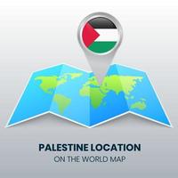 ícone de localização da Palestina no mapa mundial, ícone de alfinete redondo da Palestina vetor