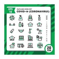 conjunto de ícones de contorno misturados sobre coronavírus, covid-19. design moderno. vetor editável