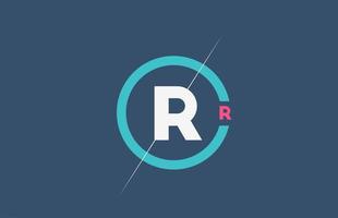 ícone de logotipo de letra do alfabeto r rosa branco azul. círculo de negócios e design de empresa vetor