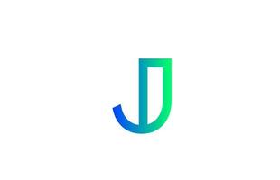 ícone do logotipo da letra do alfabeto j azul verde. design de linha para empresa e identidade comercial vetor