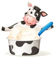 Vaca com sorvete de leite vetor
