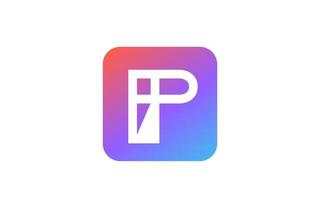 ícone de logotipo de letra do alfabeto p rosa azul colorido. design de linha para negócios e identidade da empresa vetor
