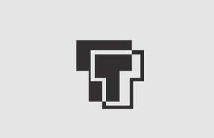 geométrico preto branco t ícone do logotipo da letra do alfabeto para negócios. design simples para empresa vetor