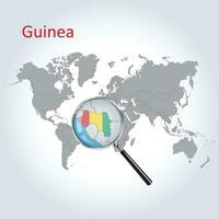 ampliado mapa Guiné com a bandeira do Guiné alargamento do mapas, vetor arte