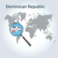 ampliado mapa dominicano república com a bandeira do dominicano república alargamento do mapas, vetor arte