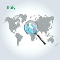 ampliado mapa Itália com a bandeira do Itália alargamento do mapas, vetor arte