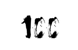 Projeto do ícone do logotipo de número 100 grunge. conceito vintage escrito à mão. cor preta para negócios e empresa vetor