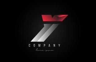 ícone do logotipo da letra y do alfabeto na cor prata cinza vermelho. design criativo para negócios e empresas com estilo 3D vetor