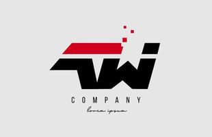 aw aw combinação do logotipo da letra do alfabeto nas cores vermelha e preta. design de ícone criativo para empresa e negócios vetor
