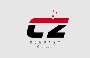 cz cz combinação do logotipo da letra do alfabeto nas cores vermelha e preta. design de ícone criativo para empresa e negócios vetor