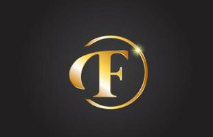 ícone do logotipo de letra do alfabeto f dourado na cor amarela e preta. design de círculo de ouro simples e criativo para negócios e empresas vetor