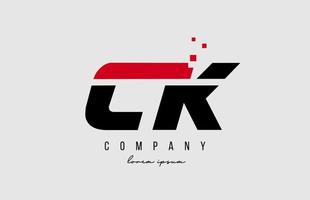 combinação do logotipo da letra do alfabeto ck ck nas cores vermelha e preta. design de ícone criativo para empresa e negócios vetor