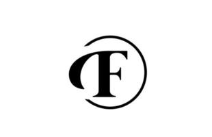 Ícone de logotipo de letra do alfabeto f na cor preto e branco simples. design de círculo elegante e criativo para negócios e empresas vetor