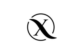 x ícone do logotipo da letra do alfabeto na cor preto e branco simples. design de círculo elegante e criativo para negócios e empresas vetor