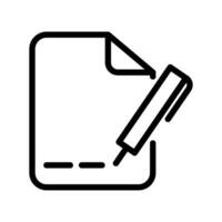 vetor Preto linha ícone escrever dentro bloco de anotações isolado em branco fundo
