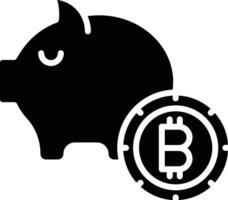 porquinho banco bitcoin sólido e glifo vetor ilustração