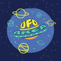 fofa desenho animado estrangeiro UFO adesivo vetor