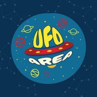 fofa desenho animado estrangeiro UFO adesivo vetor