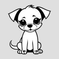 fofa cachorro vetor Preto e branco desenho animado personagem Projeto coleção. branco fundo. animais de estimação, animais.