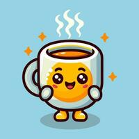 fofa feliz café copo desenho animado vetor ícone ilustração. beber personagem ícone
