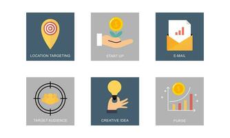 digital marketing ícones conjunto plano Projeto vetor