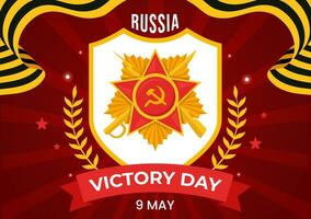 Rússia vitória dia vetor ilustração em pode 9 com medalha Estrela do a herói, ótimo patriótico guerra e fita amarelo Preto cor dentro plano fundo
