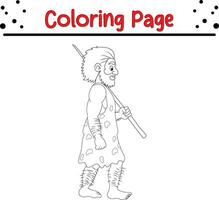 homem das cavernas coloração página para crianças vetor