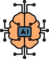 artificial inteligência linha preenchidas ícone vetor