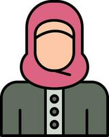 islâmico mulher linha preenchidas ícone vetor