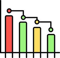Barra gráfico linha preenchidas ícone vetor