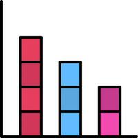 Barra gráfico linha preenchidas ícone vetor