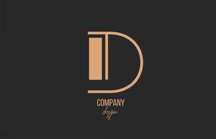 Ícone do alfabeto do logotipo da letra d com design floral vintage em marrom preto para empresa e negócios vetor