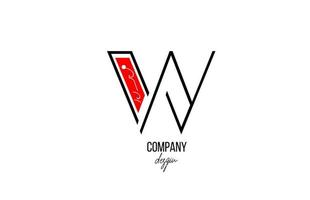 w letra logotipo alfabeto com ícone de design floral vintage em preto e branco vermelho para empresa e negócios vetor